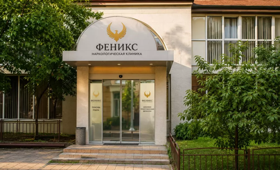Вход в наркологическую клинику «Феникс» в Правдинске
